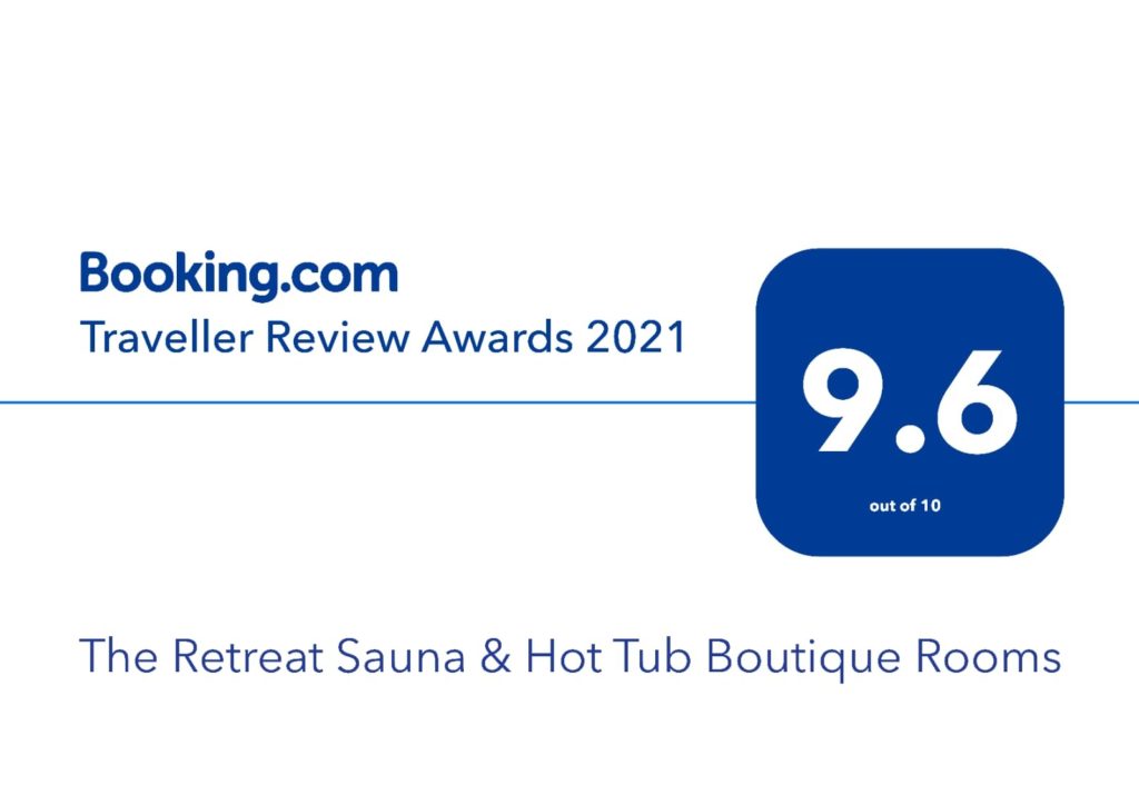 Booking.com Traveller Review Award showing our accommodation in St Neots, the Retreat, with a score of 9.6 out of 10.